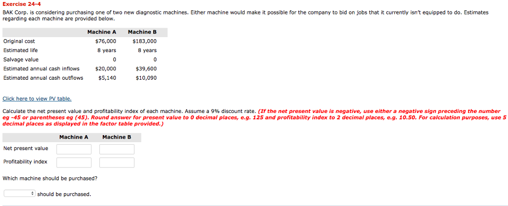 Solved Exercise 24-4 BAK Corp. Is Considering Purchasing One | Chegg.com