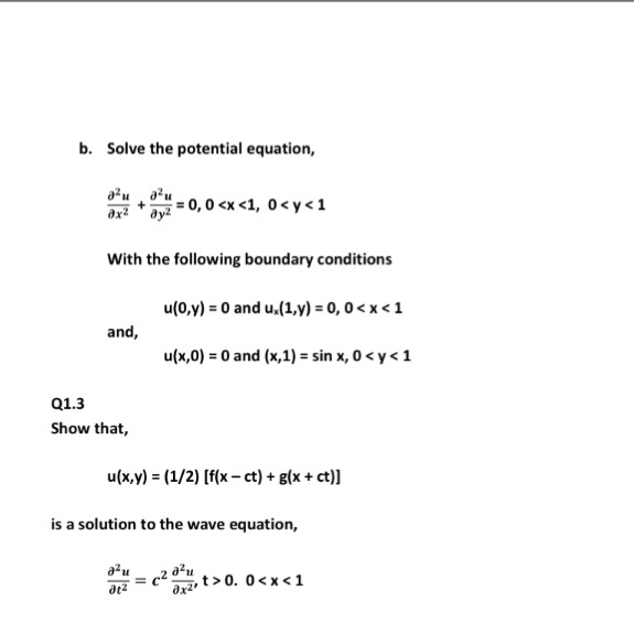 Solved Solve the potential equation, partial differential^2 | Chegg.com