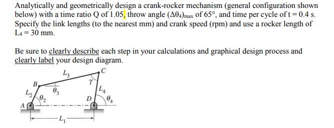 Solved Analytically and geometrically design a crank-rocker | Chegg.com