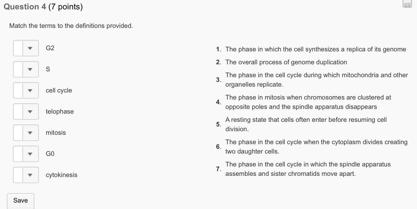 Solved Question 2 5 Points Match The Terms To The 3154