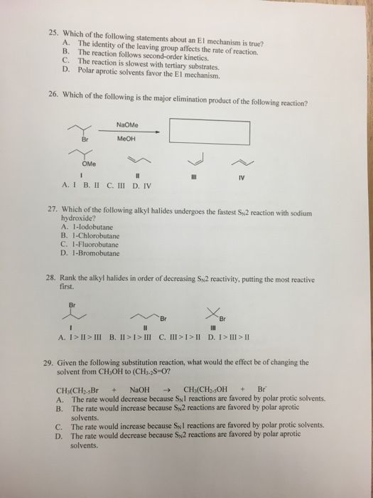 Solved Which of the following statements about an E1 | Chegg.com