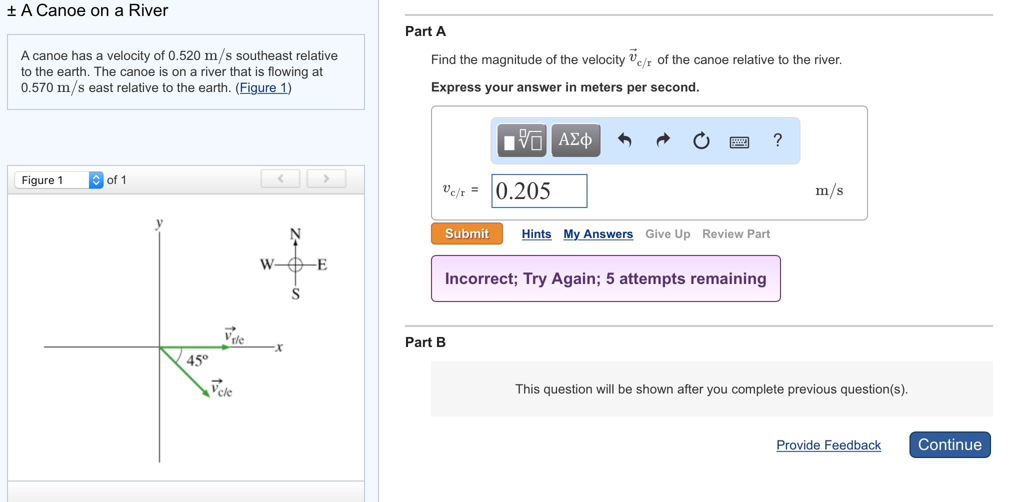 Solved ± A Canoe on a River Part A A canoe has a velocity of | Chegg.com