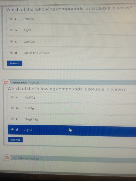 Solved Which of the following compounds is insoluble in
