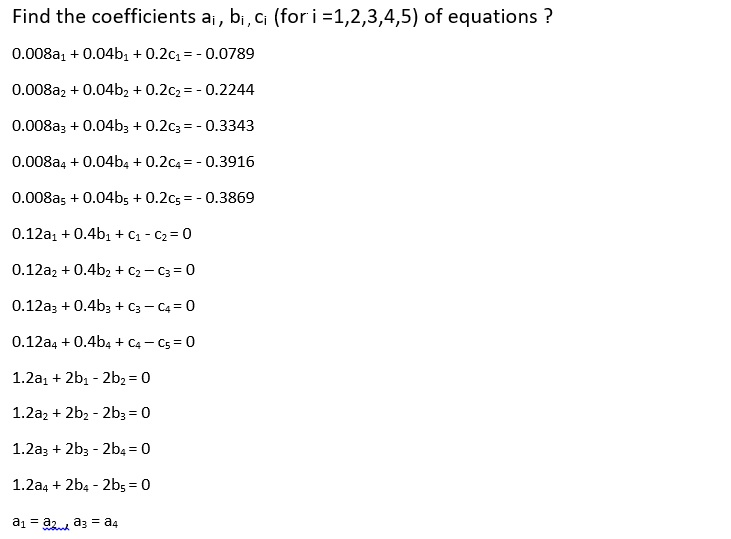 Solved Find The Coefficients A, B, 0.008a10.04b1 0.2c0.0789 | Chegg.com