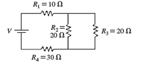 Solved If V = 20 V and the battery is ideal, what is the | Chegg.com