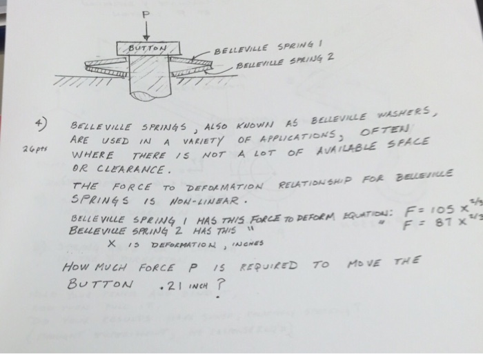 Solved Belleville springs, also known as belleville washers,