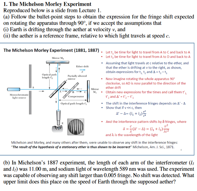 michelson morley experiment questions