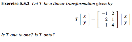 Solved Exercise 5.5.2 Let T be a linear transformation given | Chegg.com