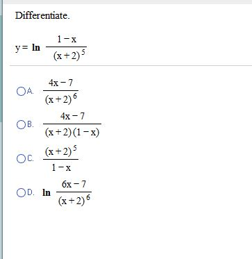 differentiate y ln x 2 1