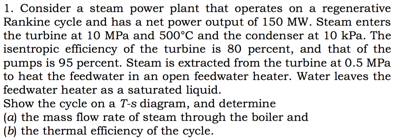 Solved Consider A Steam Power Plant That Operates On A | Chegg.com