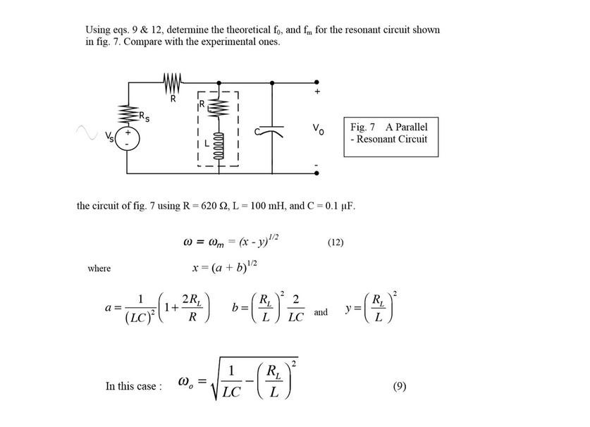 Solved Using eqs. 9 & 12, determine the theoretical f_0 and | Chegg.com