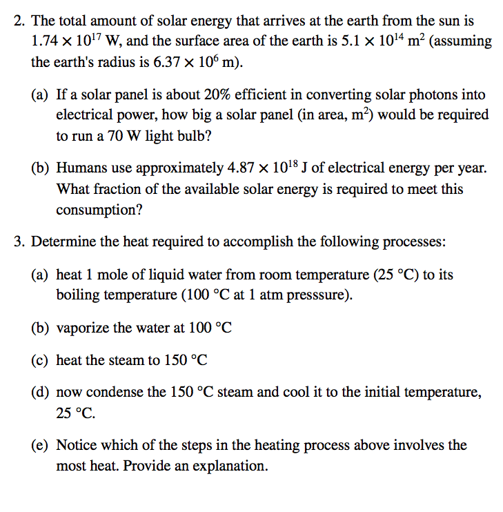 Solved The total amount of solar energy that arrives at the | Chegg.com