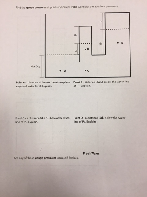 Solved Find The Gauge Pressures At Points Indicated. Point | Chegg.com