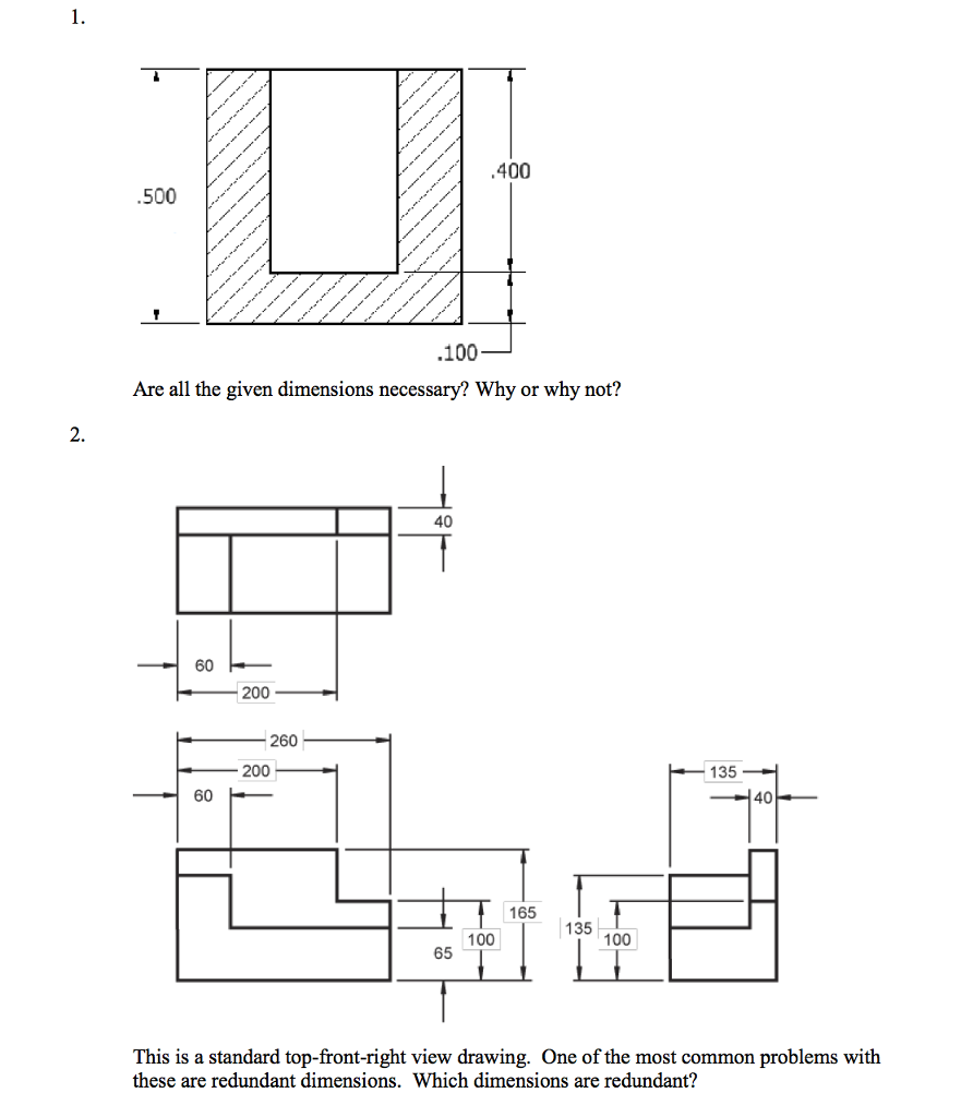 Solved 1. 400 500 100 Are all the given dimensions | Chegg.com