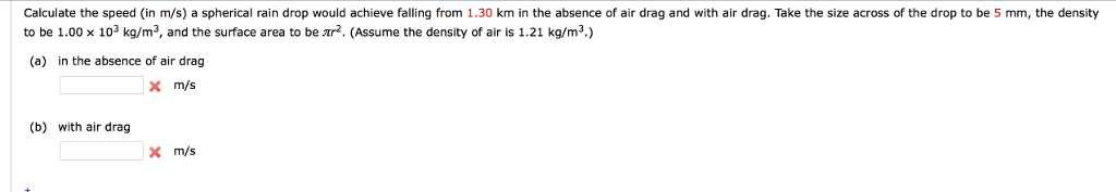 calculate the velocity of a spherical raindrop