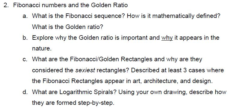 Solved Fibonacci numbers and the Golden Ratio What is the | Chegg.com