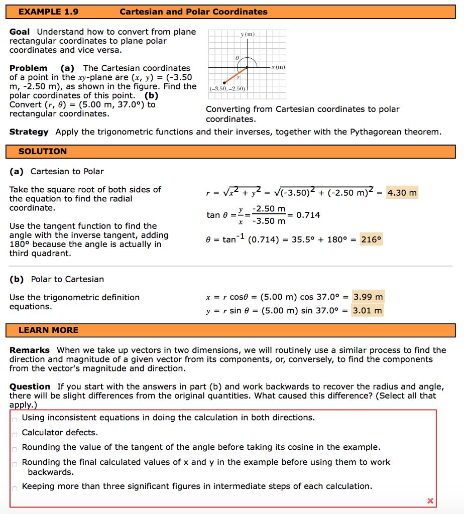 Solved Goal Understand how to convert from plane rectangular | Chegg.com