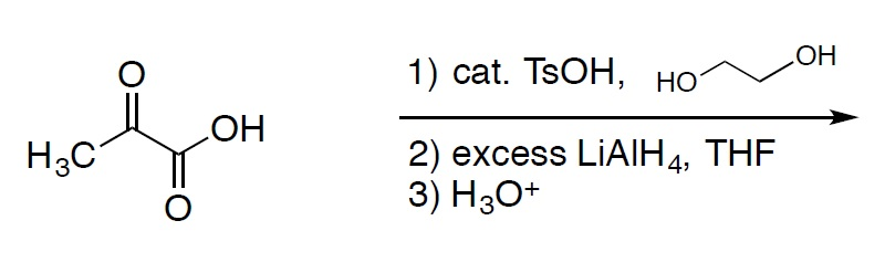Solved H3C OH 1) cat. TsoH, HO OH 2) excess LiAlH4, THF 3) | Chegg.com