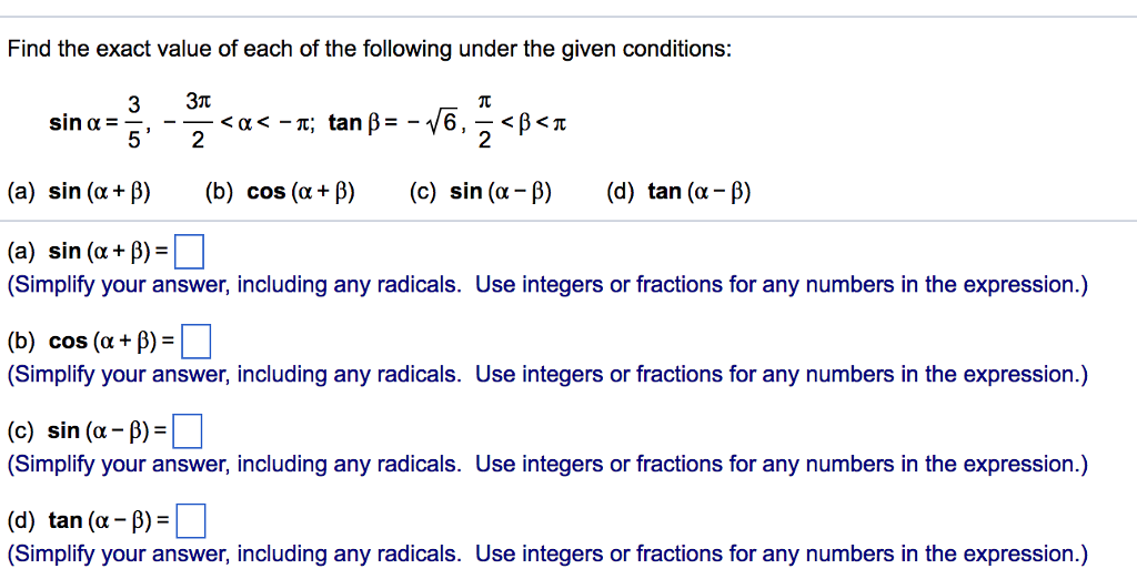 Solved Find The Exact Value Of Each Of The Following Under Chegg solved-find-the-exact-value-of-each-of-the-following-under-chegg