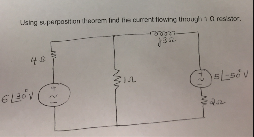 Solved Using Superposition Theorem Find The Current Flowing 7265