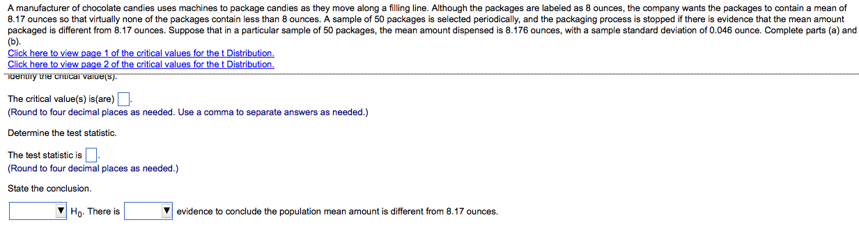 Solved A manufacturer of chocolate candies uses machines to | Chegg.com