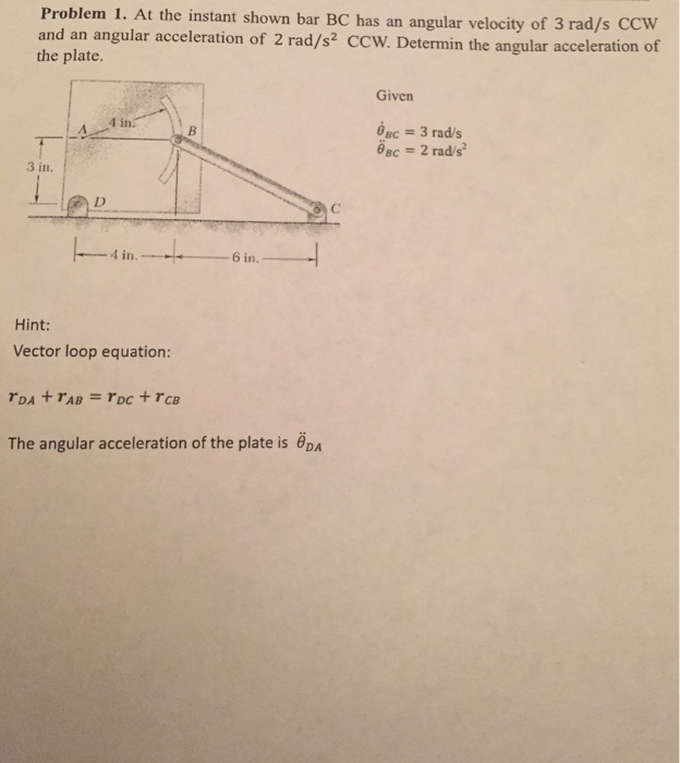 Solved At The Instant Shown Bar BC Has An Angular Velocity Chegg