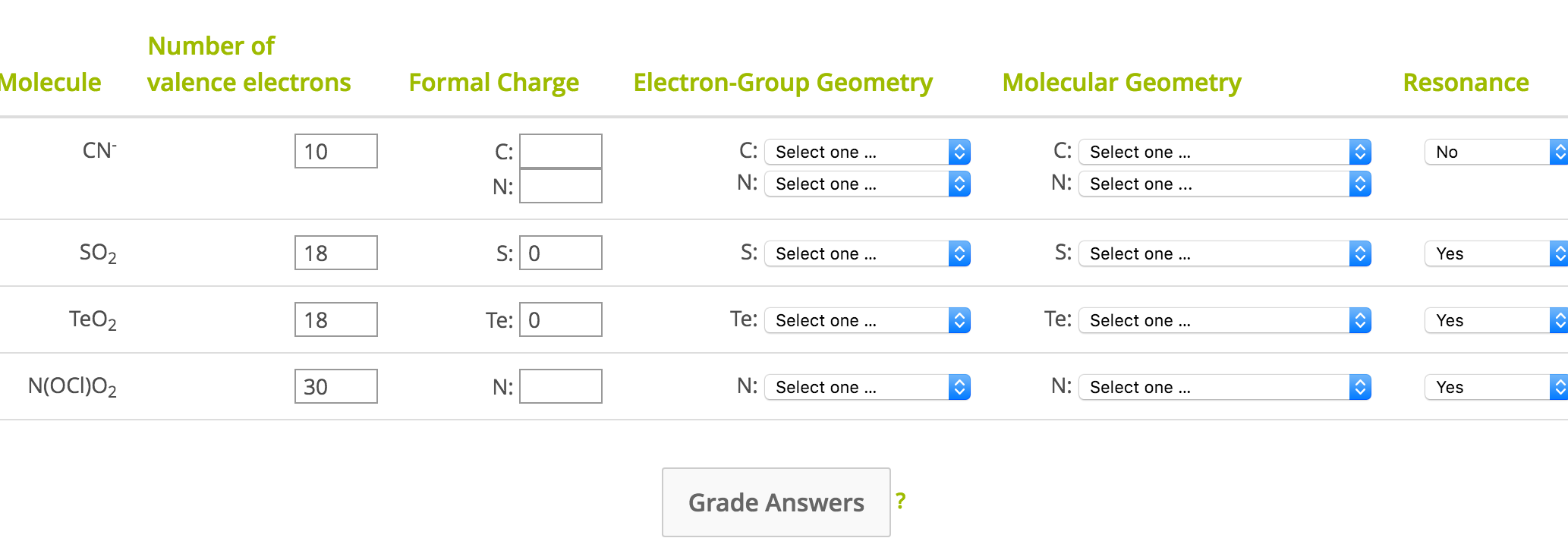 Solved N(OCl)O2 Find the | Chegg.com