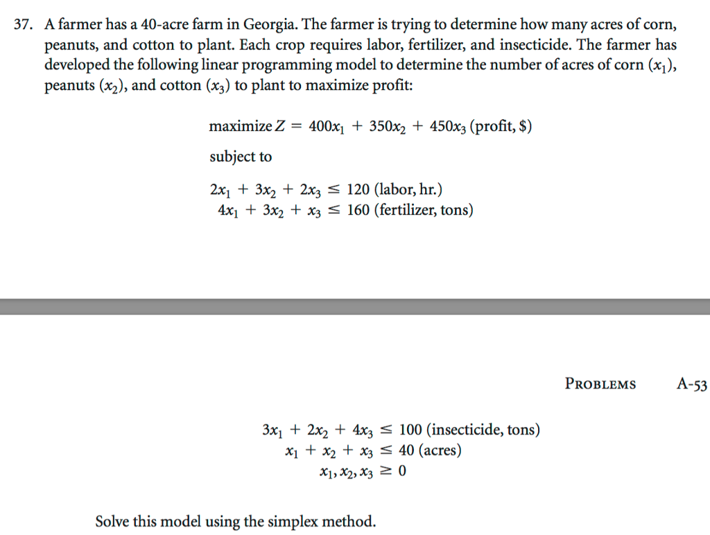Solved A farmer has a 40acre farm in The farmer is