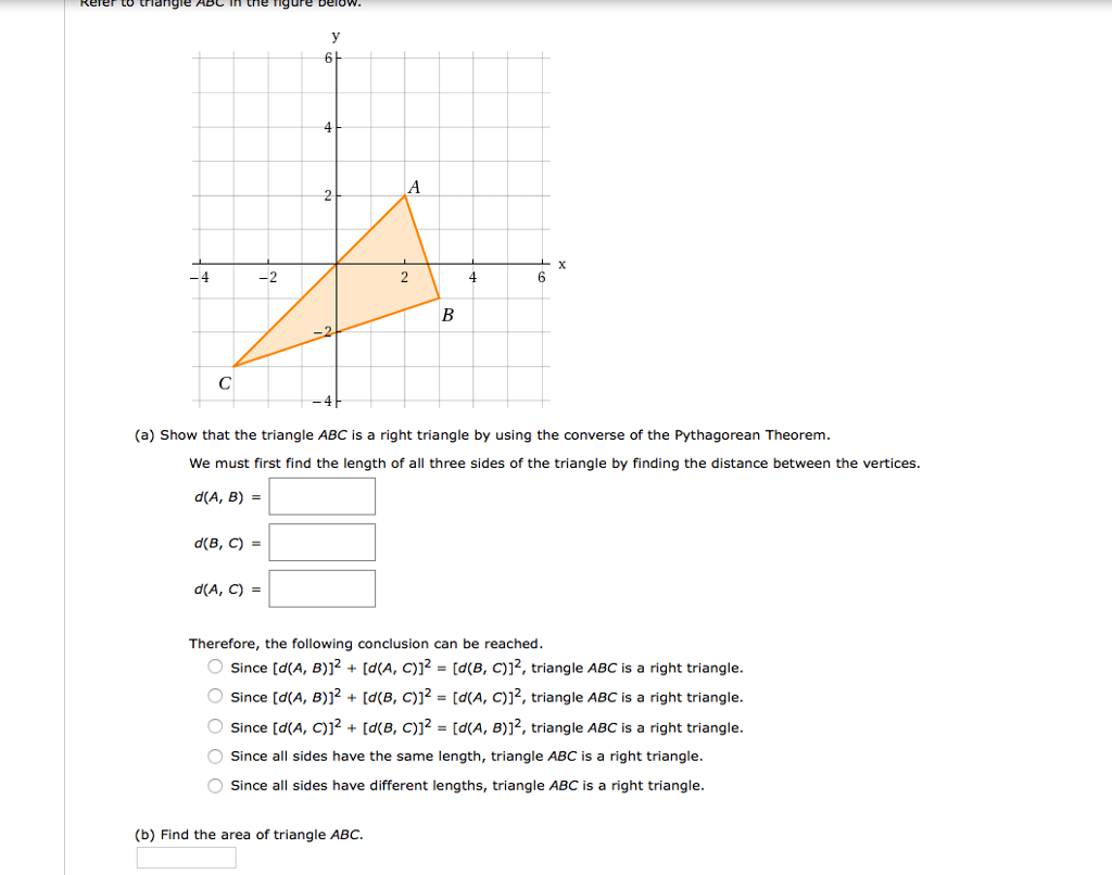 Solved 6 -4-2 4 (a) Show that the triangle ABC is a right | Chegg.com