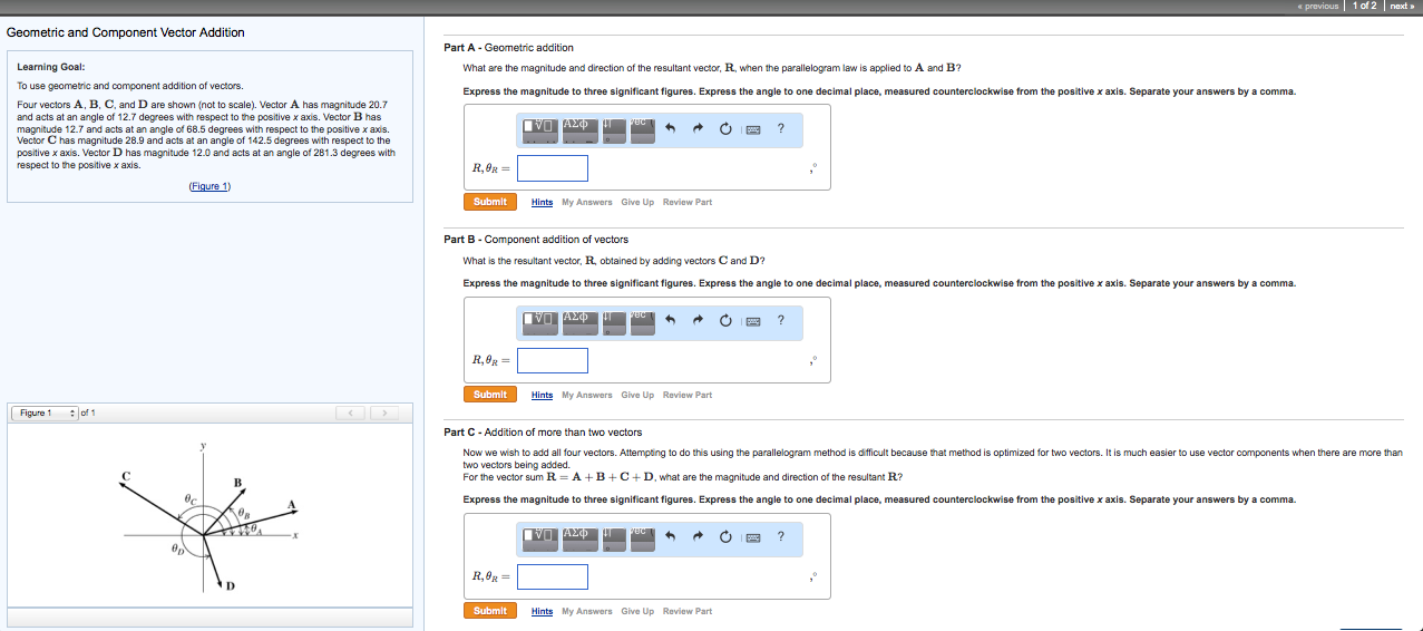 Solved To Use Geometric And Component Addition Of Vectors. | Chegg.com