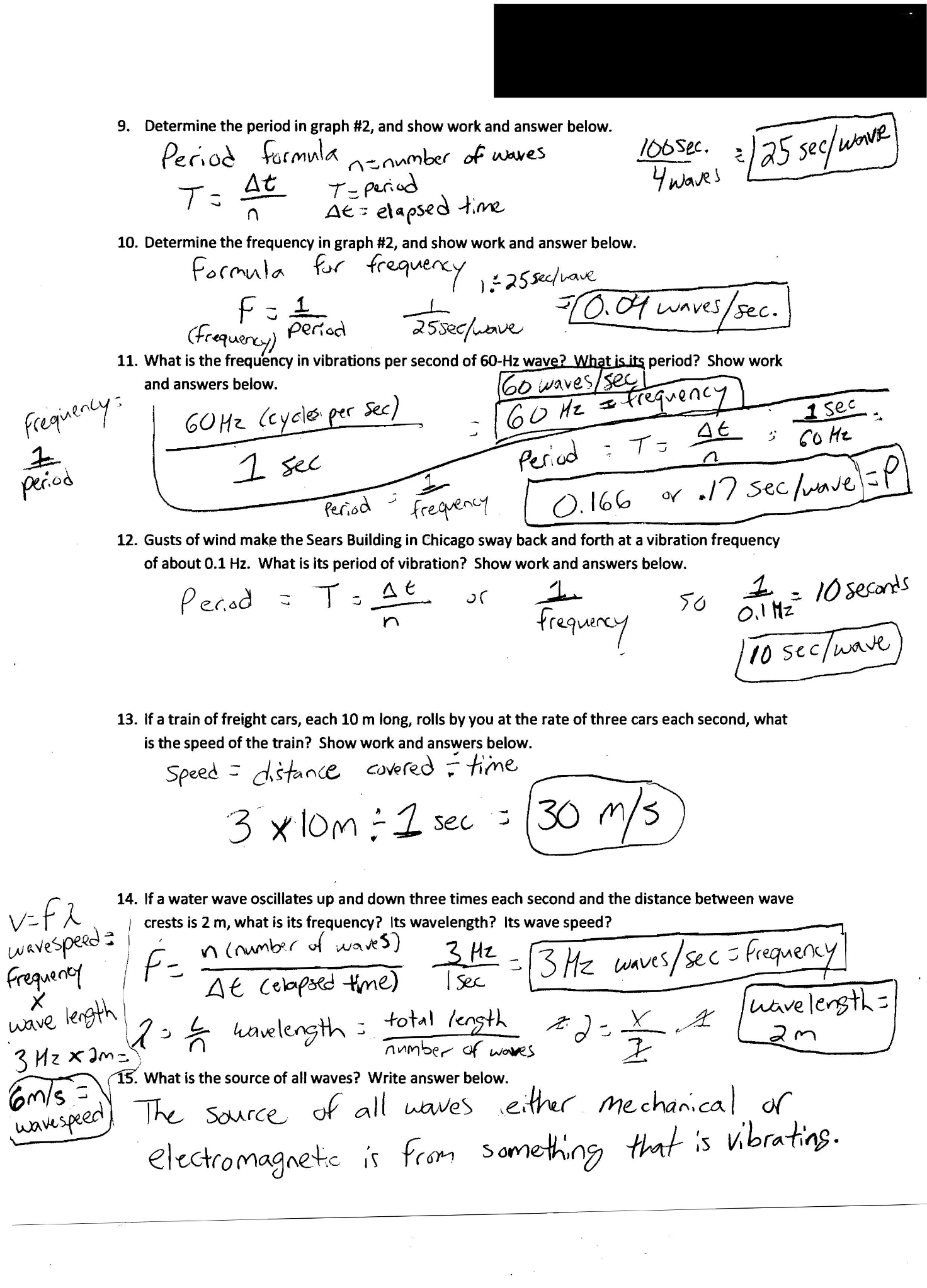 Waves Worksheet 1 Answers - E-streetlight.com