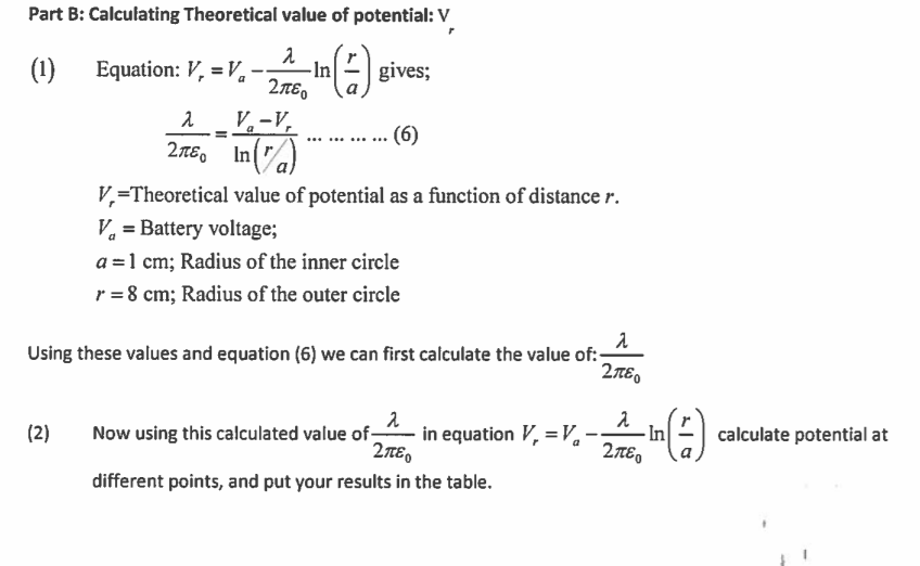 Solved Calculating Theoretical value of potential: V (1) | Chegg.com