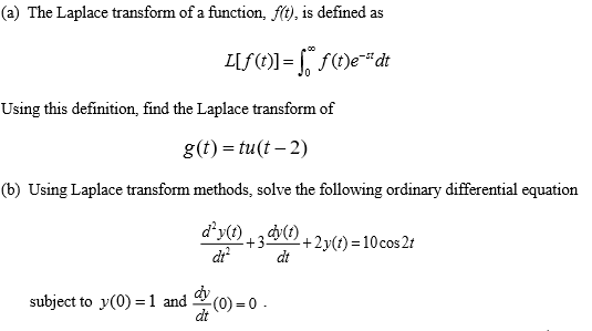 Solved The Laplace transform of a function, f(t), is defined | Chegg.com