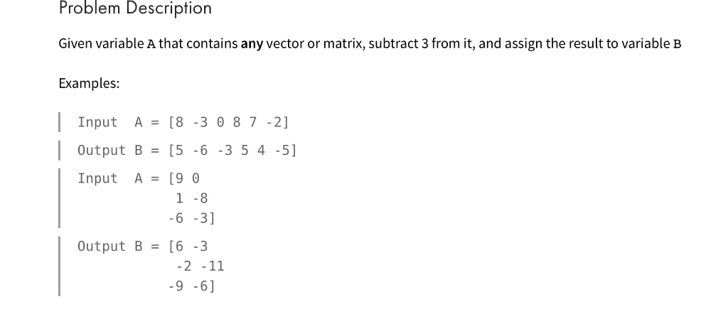 matrix minus vector matlab