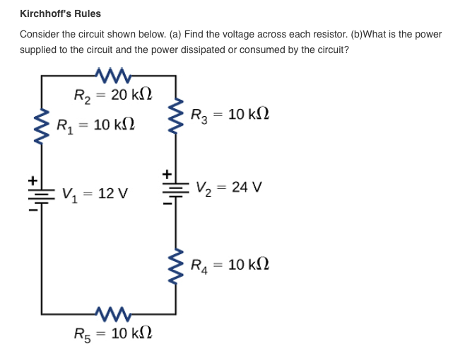 Solved Kirchhoff's Rules Consider The Circuit Shown Below. | Chegg.com