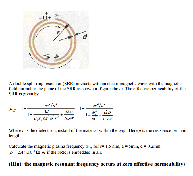 A double split ring resonator (SRR) interacts with | Chegg.com