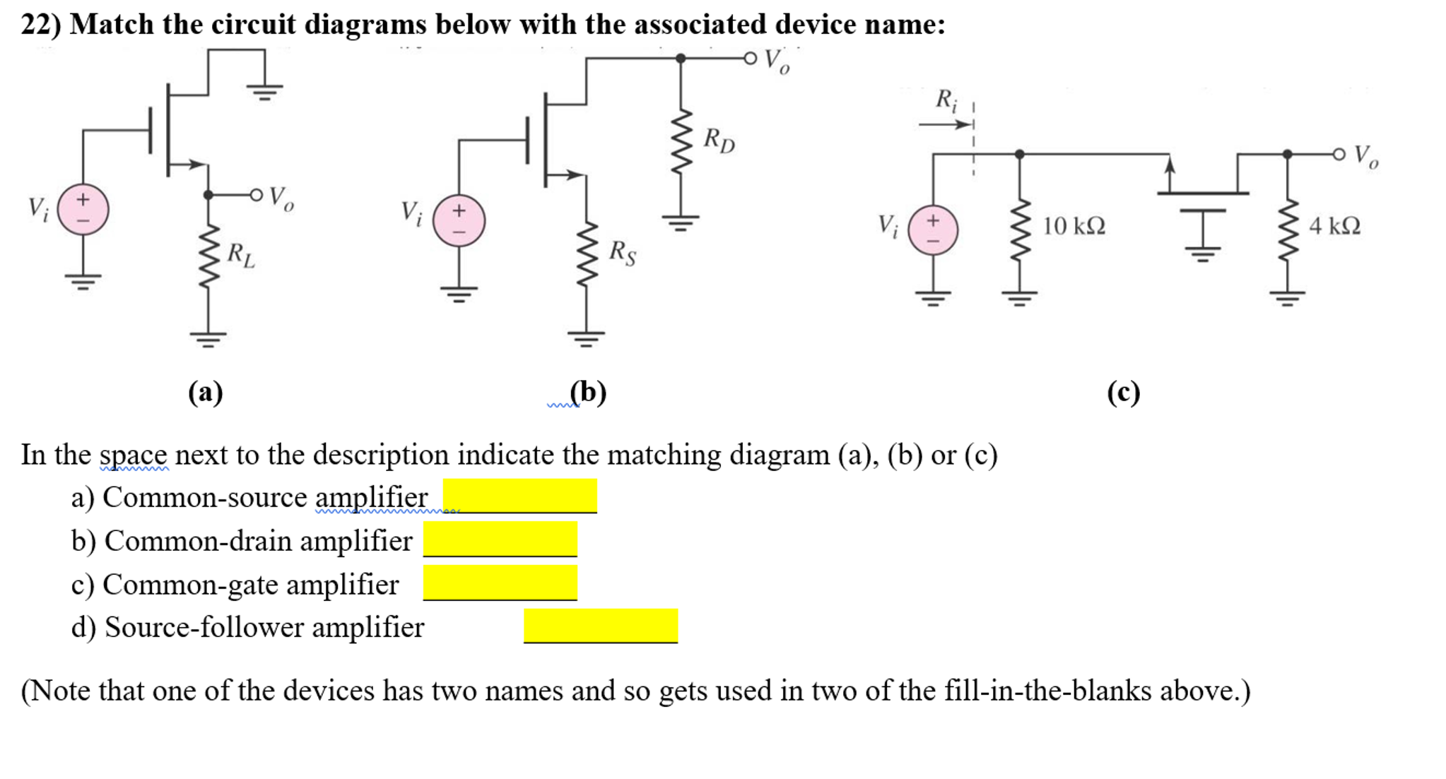 Solved Match the circuit diagrams below with the associated | Chegg.com
