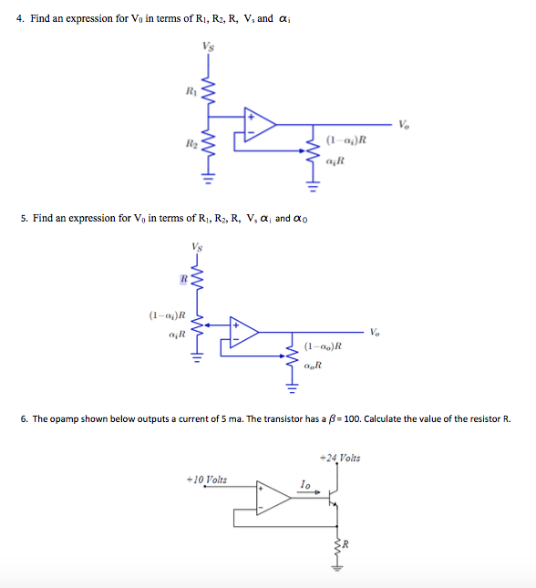 Ri R2 Test Solved 4. Find an expression for Vo in terms of Ri, R2, R, | Chegg.com