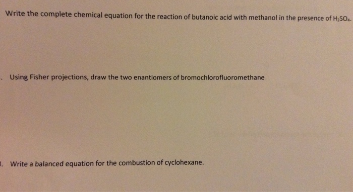 Solved Write the complete chemical equation for the reaction | Chegg.com