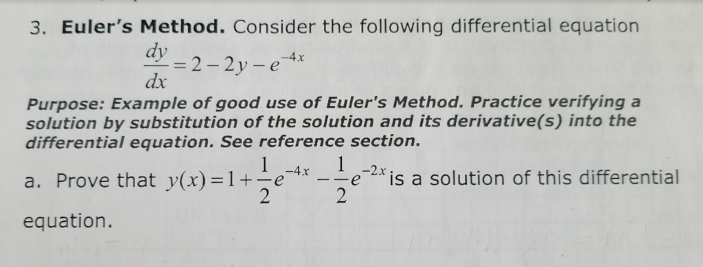 Solved 3. Euler's Method. Consider the following | Chegg.com