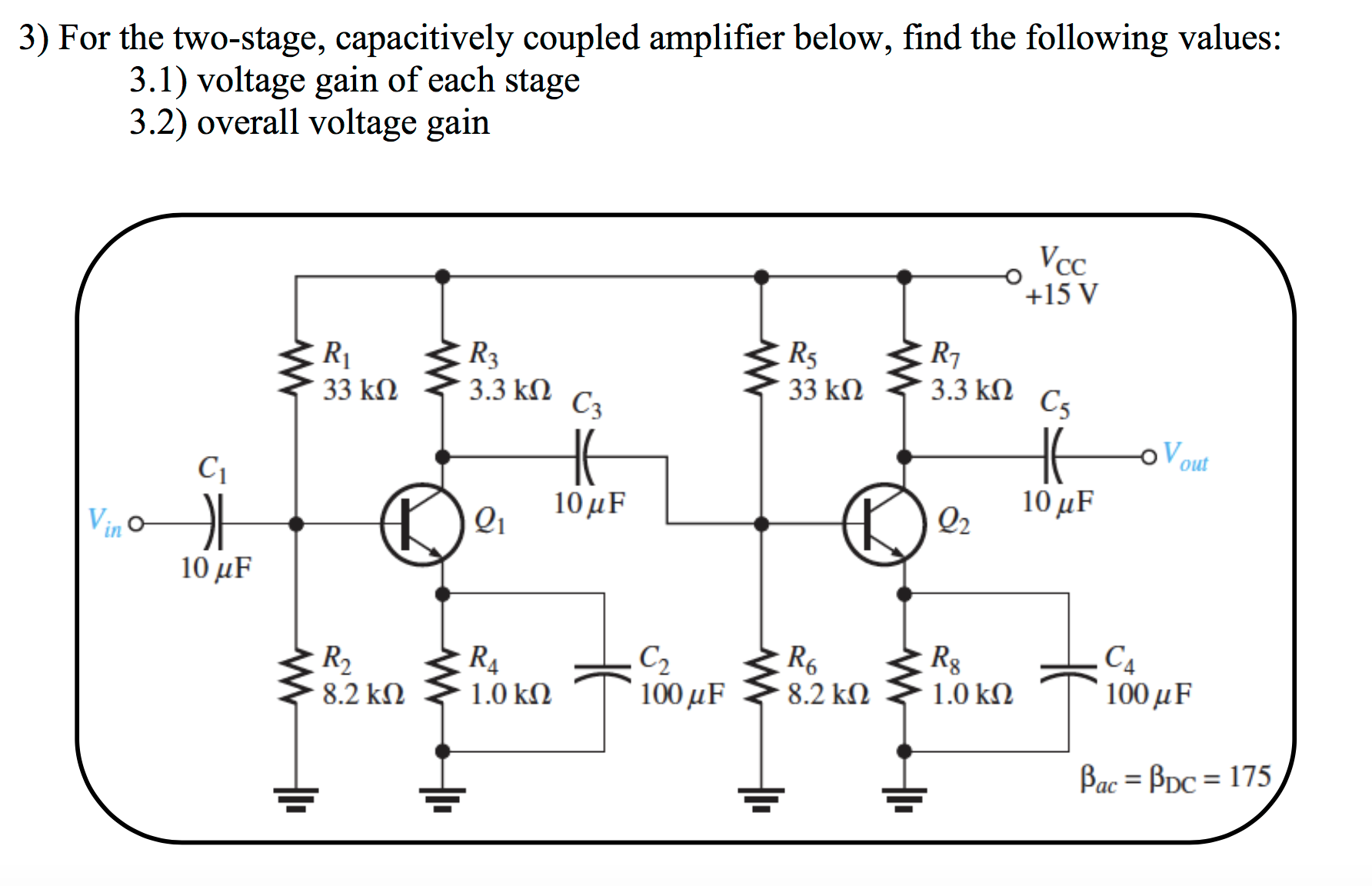Solved For the twostage, capacitively coupled amplifier