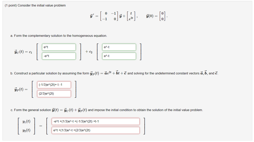 Solved 0 -1 -1 0 a. Form the complementary solution to the | Chegg.com