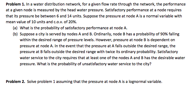 Solved Problem 1. In a water distribution network, for a | Chegg.com