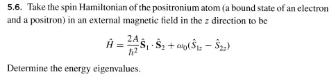 Take the spin Hamiltonian of the positronium atom (a | Chegg.com