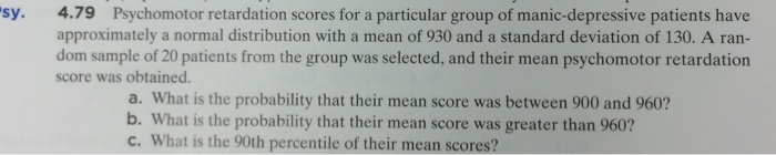 Solved Psychomotor retardation scores for a particular group | Chegg.com