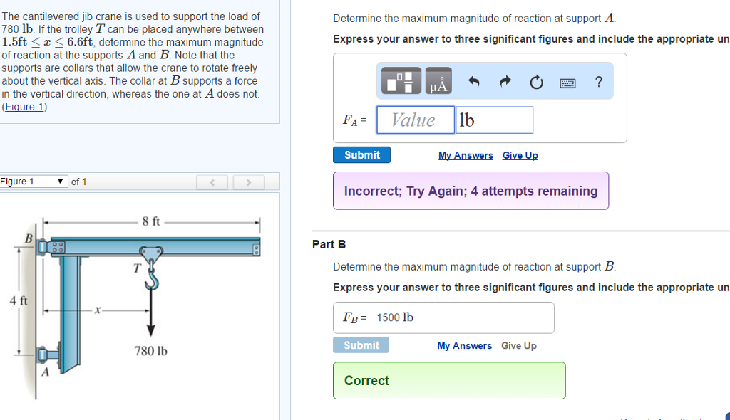 Solved The cantilevered jib crane is used to support the
