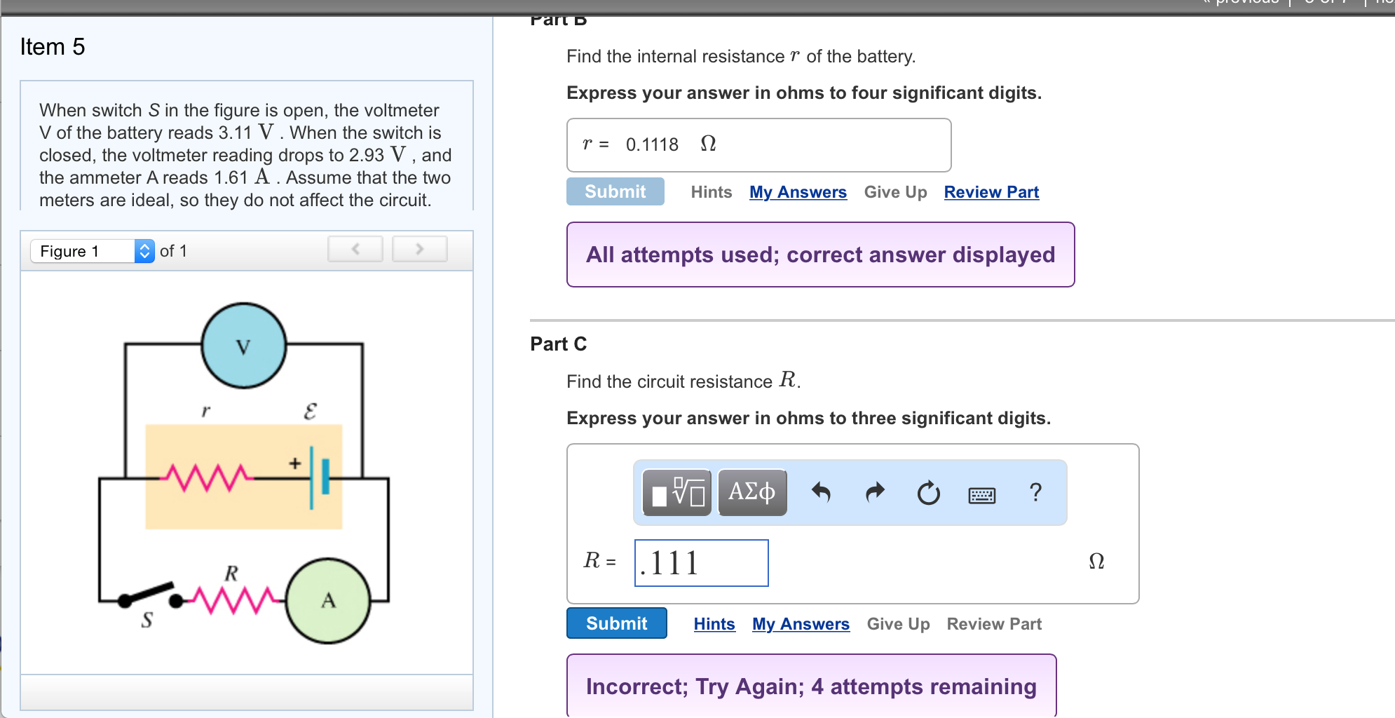 Solved When switch S in the figure is open, the voltmeter V