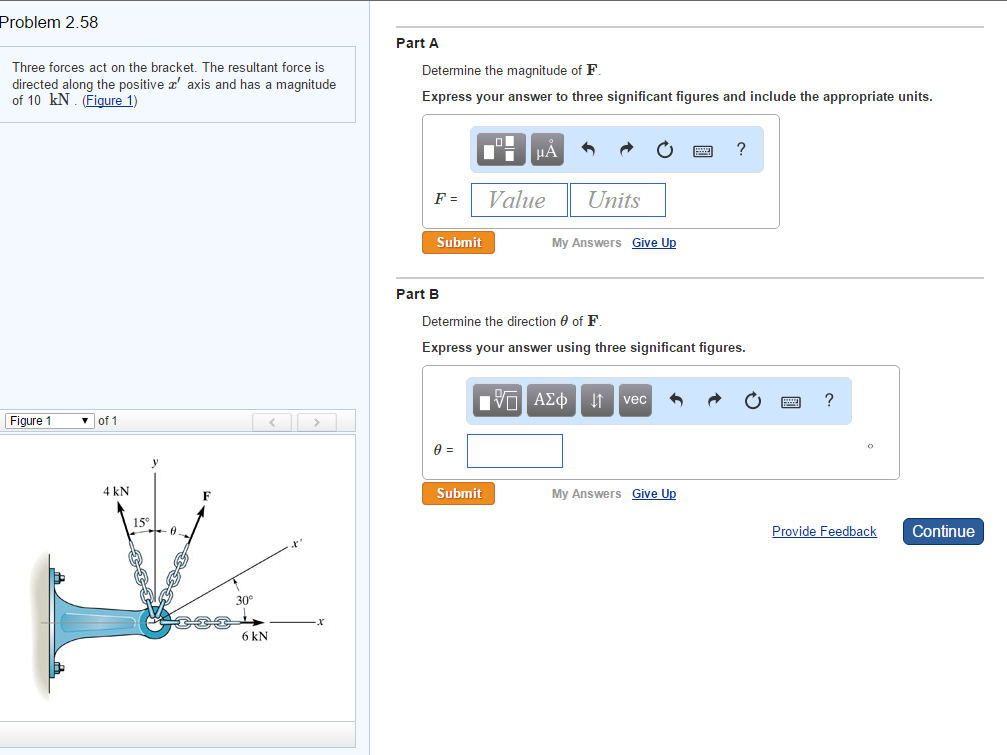Solved Three forces act on the bracket. The resultant force