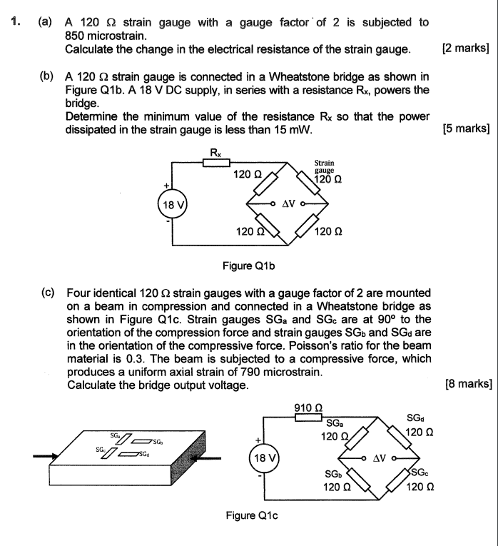 Solved 1. (a) A 120 ? strain gauge with a gauge factor of 2