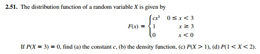 Solved The distribution function of a random variable X is | Chegg.com